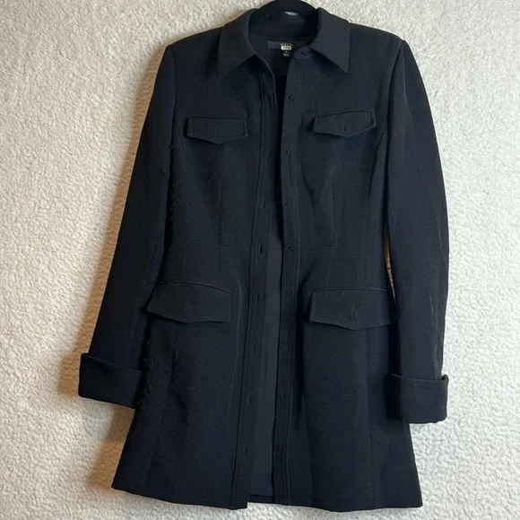 Toccin Valerie Womens Black Long Sleeve Button Down Dress Size 4 - Picture 2 of 10